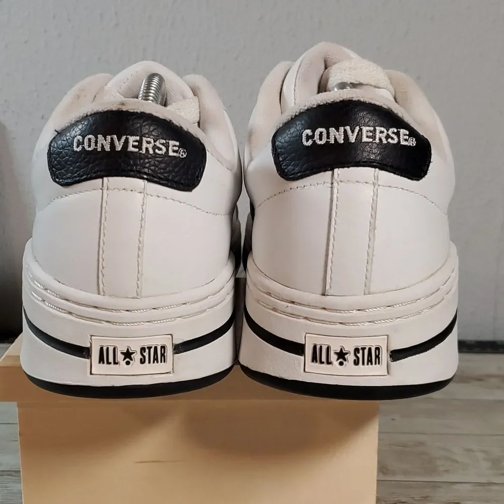 Converse‎ Match Up OX Mens 12 White Black Leather Vintage 90s Skateboard Shoes